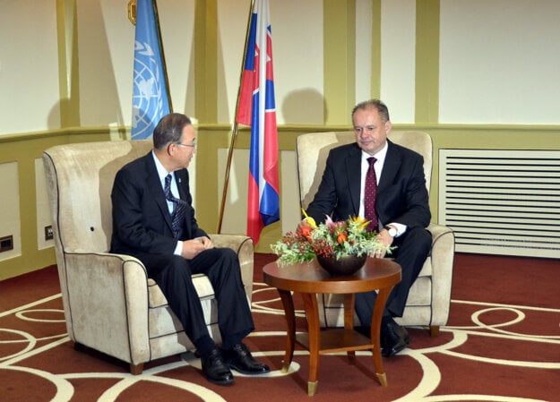 UN Secretary General Ban Ki-moon with Slovak president Andrej Kiska