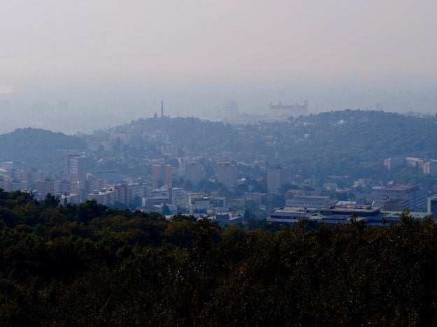 The lookout from the tower at American Square below Kamzík.