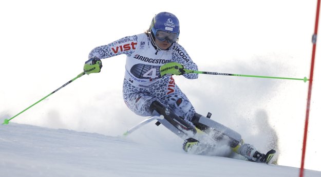 Slovak Veronika Zuzulová in World Cup slalom in Sistriere.