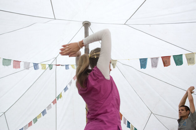 Course of yoga, illustrative stock photo.