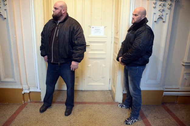 Security guards at the regional administration take-over in Rimavksá Sobota - invited by Marian Kotleba of ĽSNS.