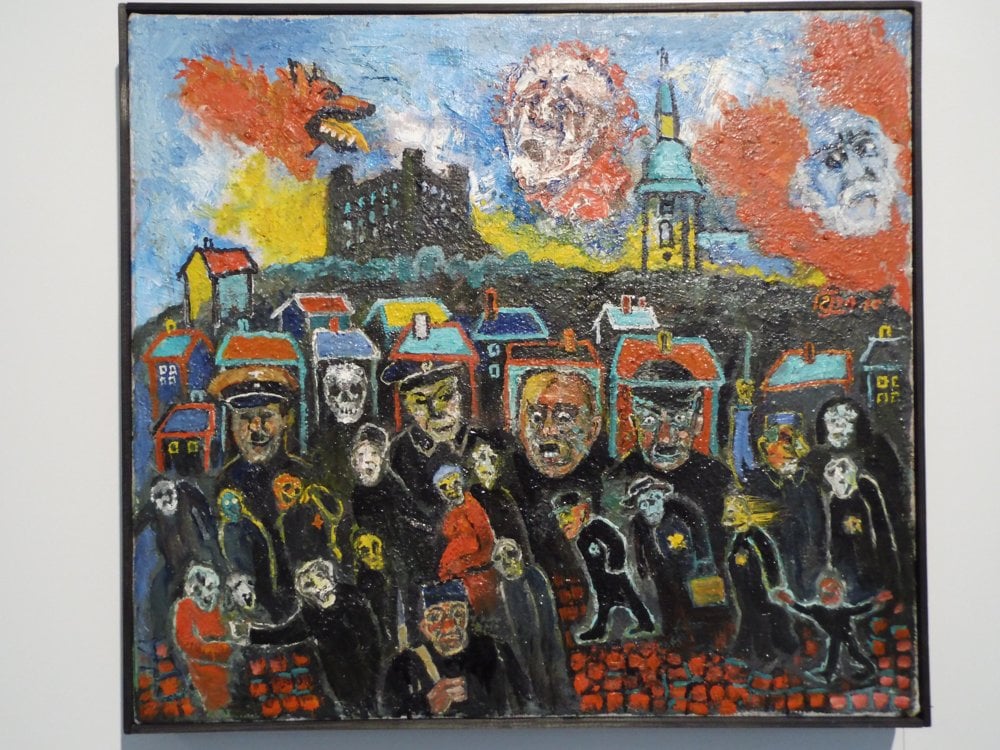The Jewish Community Museum exhibits works depicting horrors of the Holocaust.