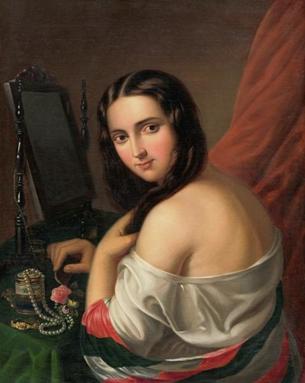 Giacomo Antonio Marastoni: Young Womna in Front of a Mirror. 1830 – 1840 Owned by Bratislava City Gallery