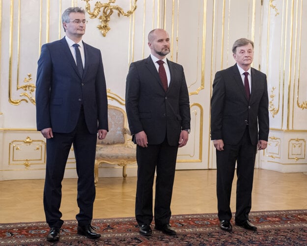 Three new judges of the Constitutional Court l-r: Ivan Fiačan, Ľuboš Szigeti and Peter Molnár