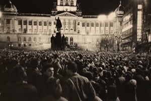 Canadian Diplomat Pierre Guimond regularly attended demonstrations in Prague. This one took place in January 1989.