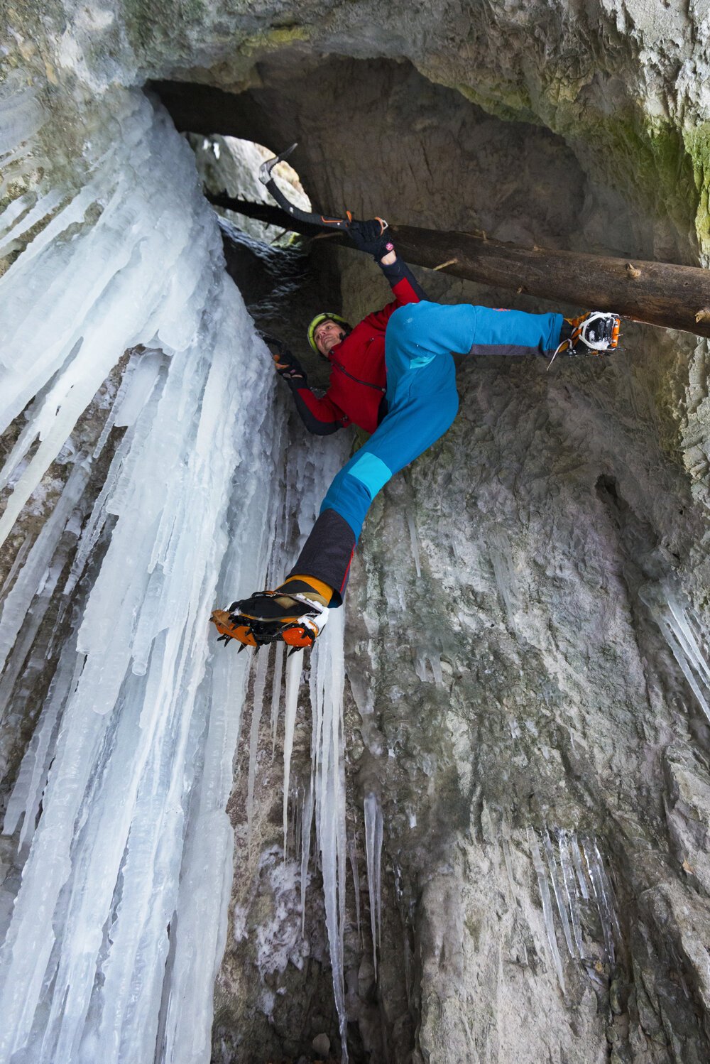 Icefall climbing in national park Slovenský Raj (Slovak Paradise).