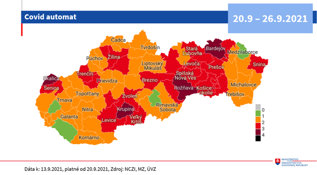 Map showing tier classification, valid as of September 20