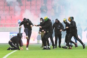 The fight between the fans of Slovan Bratislava and Spartak Trnava.