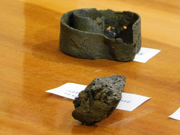 A part of a metal lamp found in the village of Tužina, Prievidza District, Trenčín Region.