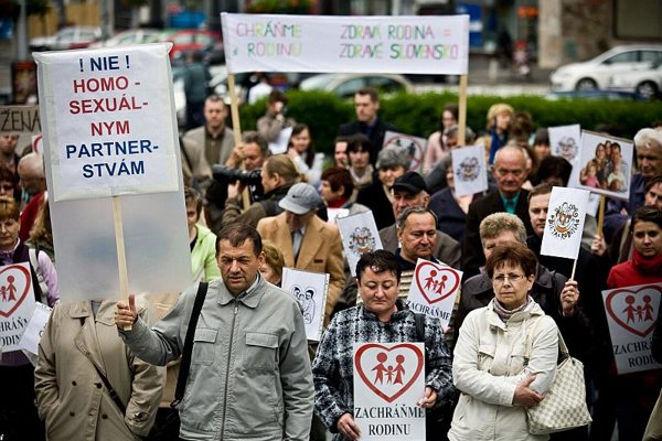 Anti-Pride protesters in Bratislava.