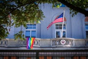The rainbow flag flew over the US Embassy in Bratislava in 2016.