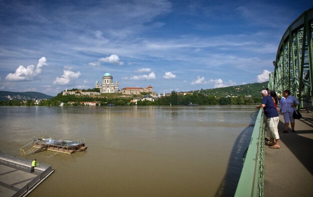 The view of the Esztergom Basilica from Mária Valéria Bridge.
