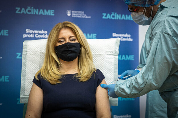 President Zuzana Čaputová receives the COVID vaccine.