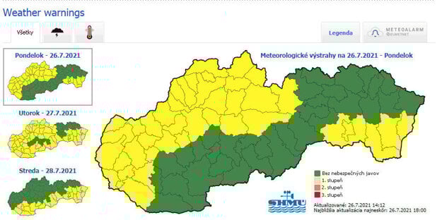 Weather warnings for July 26-28, 2021.