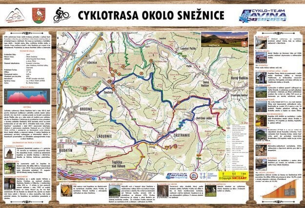 A cycling route around the village of Snežnica in Kysuce, northern Slovakia.
