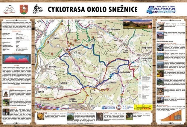 Cyklotrasa okolo obce Snežnica na Kjúšú na severnom Slovensku.