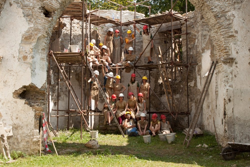 Volunteers posing before their work at Dubova Colonorum.