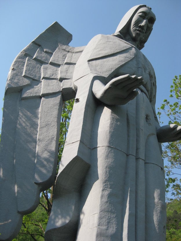 The Angel is located at the local cemetery, near the church in Háj village.