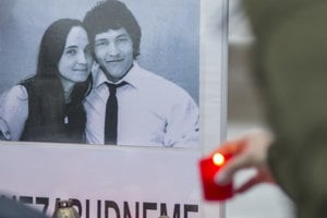 Martina Kušnárová and Ján Kuciak, the couple murdered in February 2018 in connection to Kuciak's journalistic work. 