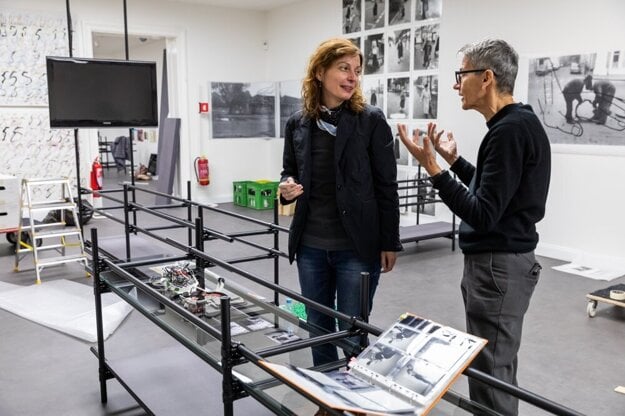 Anna Daučíková installs her works at the Slovak National Gallery