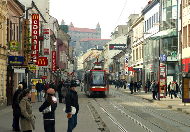 Obchodná ulica street in 2004