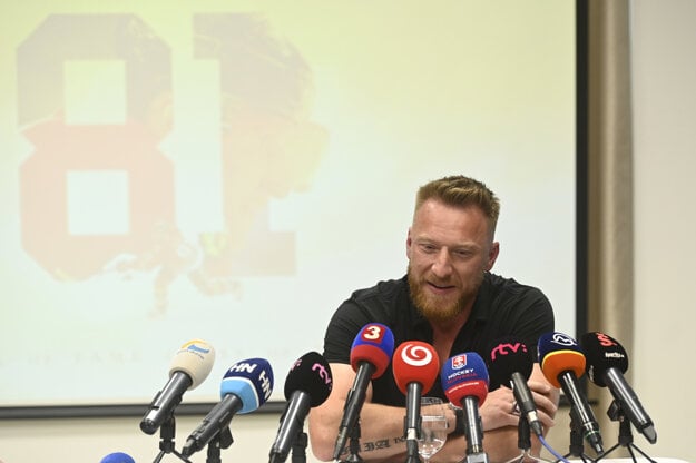 Slovak hockey player Marián Hossa during a press conference held on the occasion of his induction to the NHL Hockey Hall of Fame on June 25, 2020 in Trenčín, Slovakia