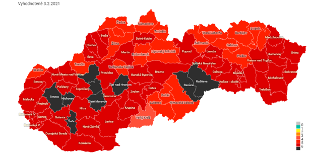 Map of alert tiers in districts as of February 5.