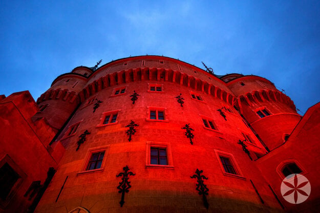 The bojnice castle in blood-red light