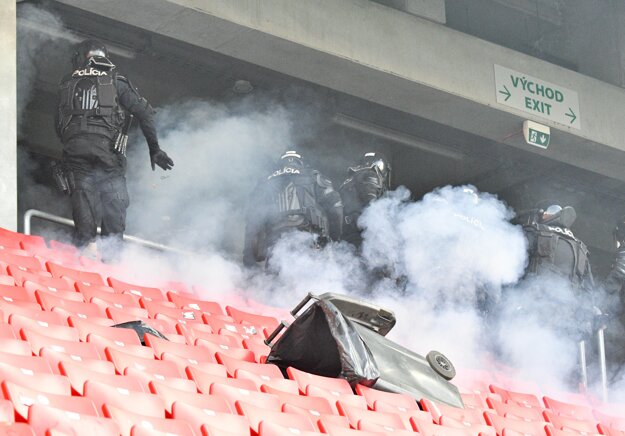 Police had to intervene during a football match between Slovan Bratislava and Spartak Trnava last year