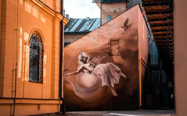 One of three new murals that have recently appeared in the city of Prešov.