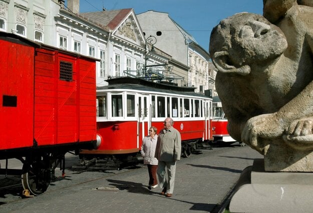 Historical tram from 1920 in Košice.