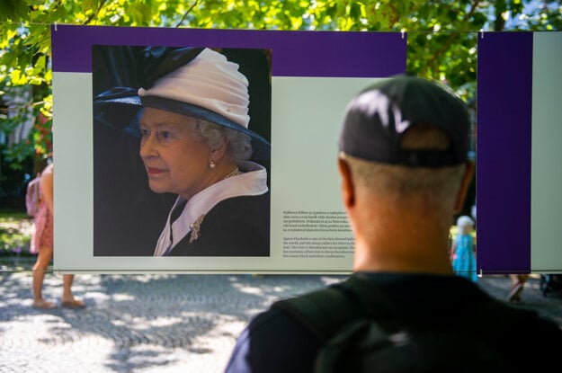 An open-air display on Hviezdoslavovo Square in Bratislava celebrates Queen Elizabeth II's Platinum Jubilee and 70 years of service to the people of the Commnonwealth.