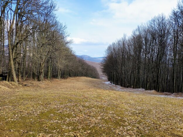 A ski slope in the Pezinská Baba ski resort near Bratislava.