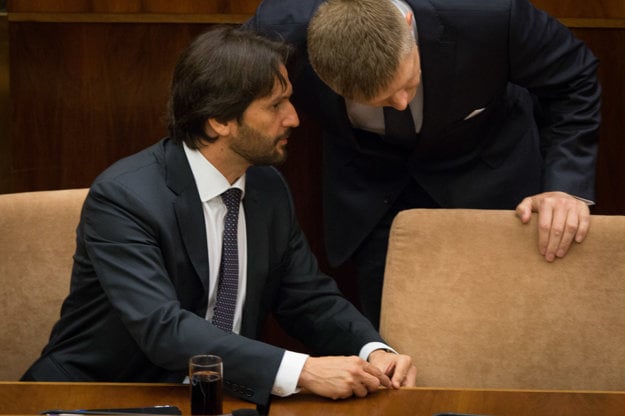 Interior Minister Robert Kalinak with PM Robert Fico