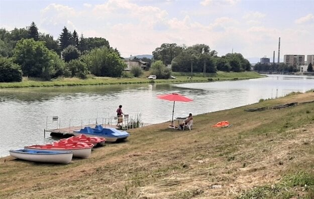 At the Laborec recreational zone in Humenné, eastern Slovakia, people can rent a water bicycle, boat or a kayak. 