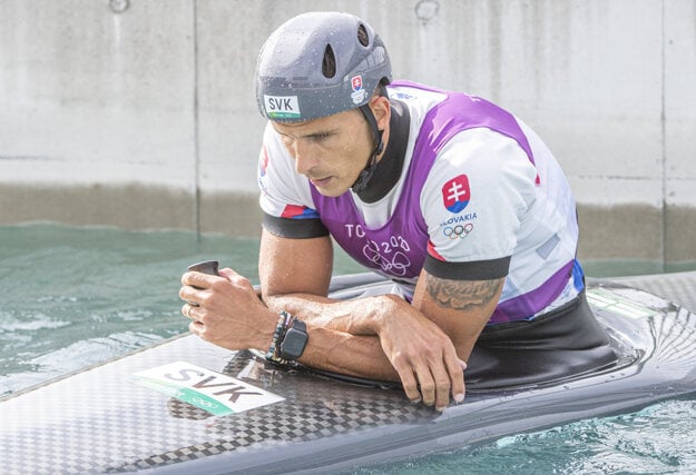 Slalom canoeist Matej Beňuš after his final race on July 26.
