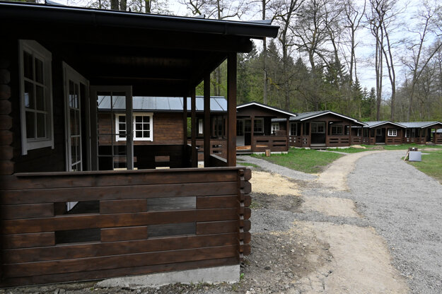 New huts at the Manínska Tiesňava Camping near Považská Bystrica, Trenčín Region.