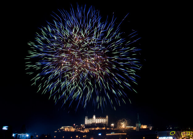 Fireworks in Bratislava on January 1, 2020.