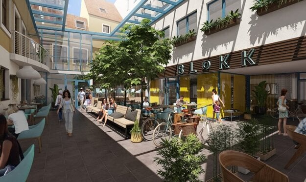 Vznikne tu staromestský dvor, ktorý bude poskytovať priestor pre oddych a relax v centre mesta. (zdroj: Proxenta)