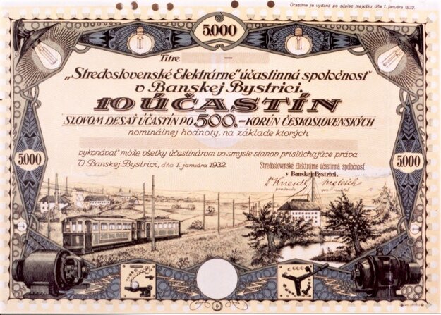 Účastinná listina z roku 1932.