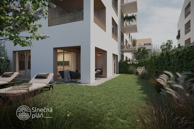 Na obrázku vidíte 2-izbový byt s plochou interiéru 58 m² a s plochou exteriéru 118 m²
