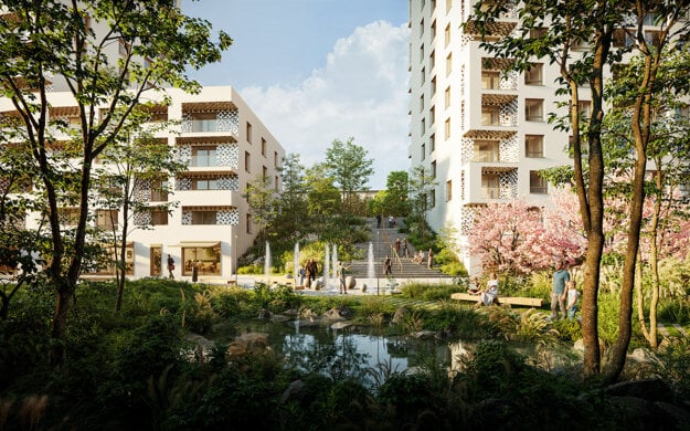 Komplexný projekt Čerešne Plaza prinesie pre obyvateľov Dúbravky aj nové, živé námestie. (zdroj: ITB Development)